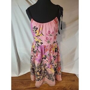 Kay Unger Size 8 Pink Floral 100% Silk Midi Dress